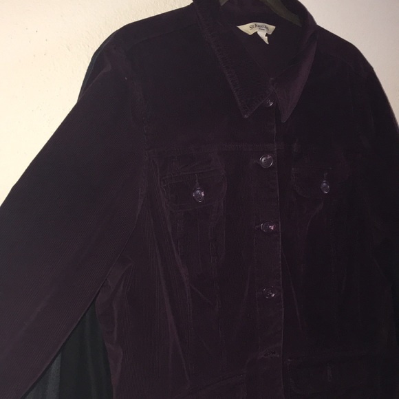 Ladies cord jean jacket burgundy color 1X - Picture 4 of 5